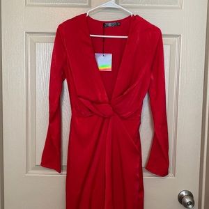 Missguided Satin Long Sleeved Maxi Dress